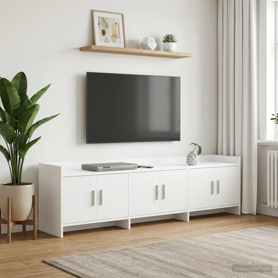 vidaXL TV-kast 168 x 33 x 47 cm Wit Bewerkt hout vidaXL TV-kast 168 x 33 x 47 cm Wit Bewerkt hout afbeelding 1