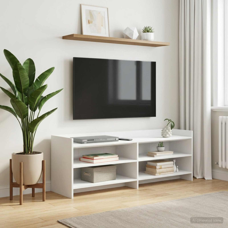 vidaXL TV-kast 135 x 33 x 47 cm Wit Bewerkt hout afbeelding 1