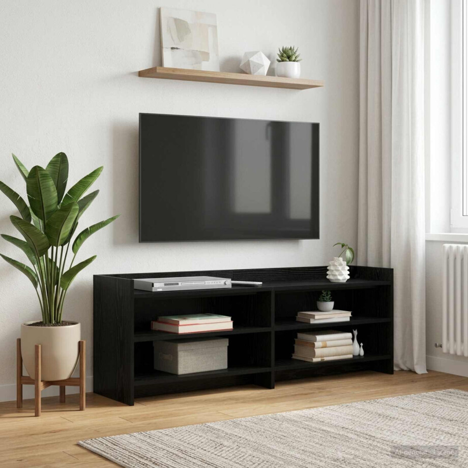 vidaXL TV-kast 135 x 33 x 47 cm Zwart eiken Bewerkt hout vidaXL TV-kast 135 x 33 x 47 cm Zwart eiken Bewerkt hout afbeelding 1