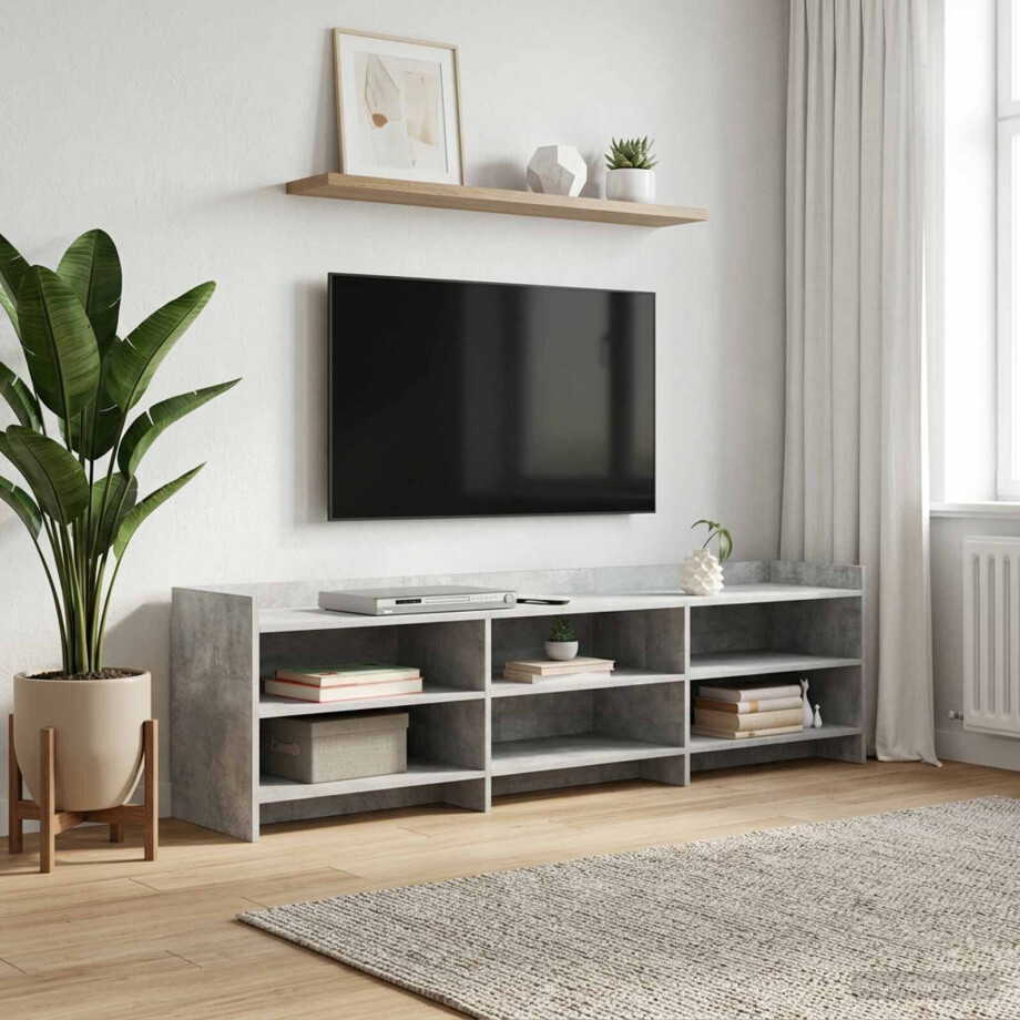 vidaXL TV-kast 168 x 33 x 47 cm Betongrijs Bewerkt hout afbeelding 1