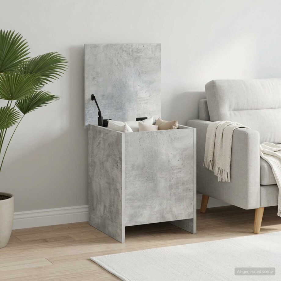 vidaXL Opbergkist met opslag Betongrijs 40 x 40 x 50 cm Bewerkt hout afbeelding 1