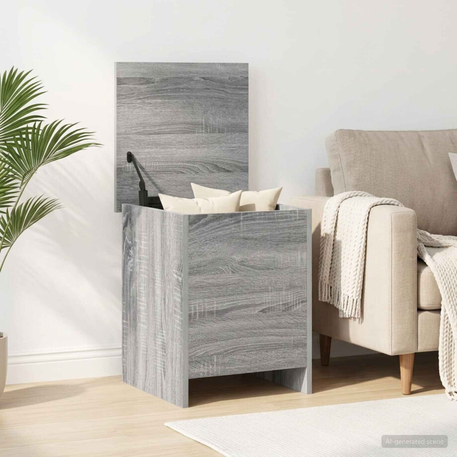 vidaXL Opbergkist met opslag Grijs Sonoma 40 x 40 x 50 cm Bewerkt hout afbeelding 1
