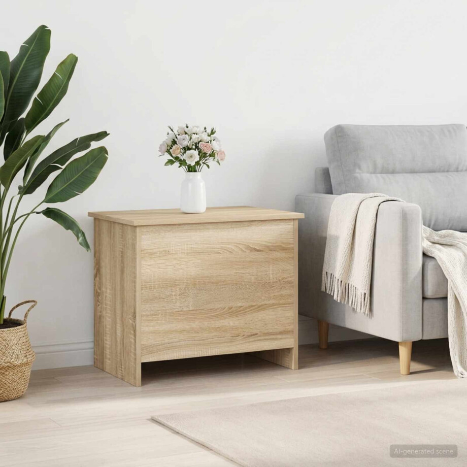 vidaXL Opbergkist met opslag Sonoma Eiken 60 x 40 x 50 cm Bewerkt hout afbeelding 1