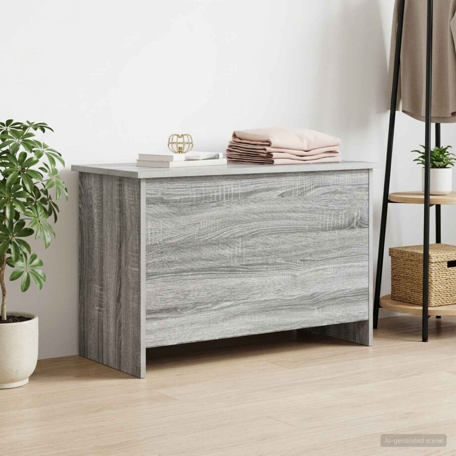 vidaXL Opbergkist met opslag Grijs Sonoma 80 x 40 x 50 cm Bewerkt hout afbeelding 1