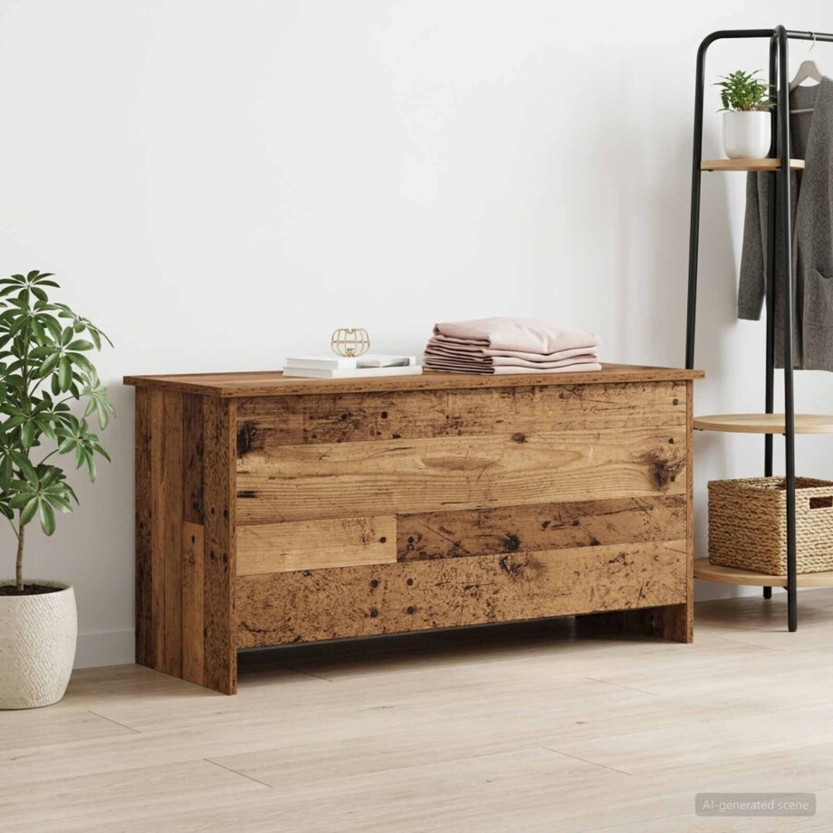 vidaXL Opbergkist met opslag Oud hout 100 x 40 x 50 cm Bewerkt hout afbeelding 1