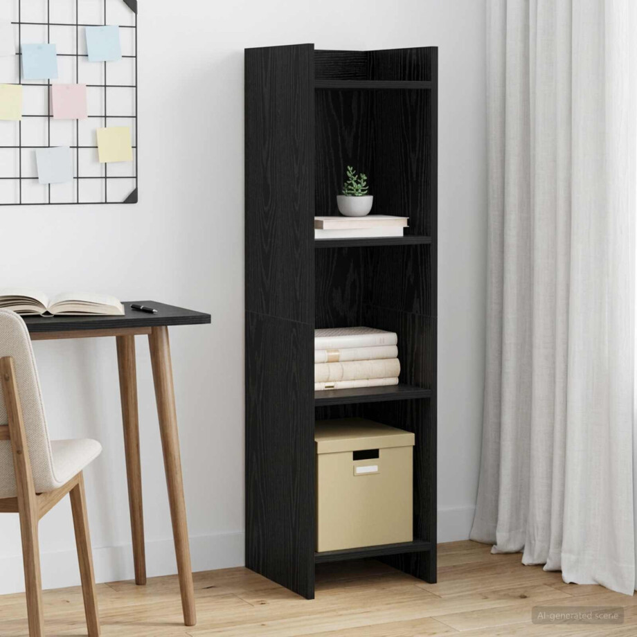 vidaXL Boekenkast Zwart eiken 30 x 30 x 111 cm Bewerkt hout afbeelding 1