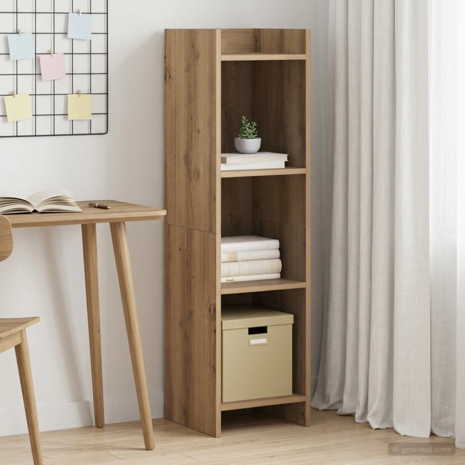 vidaXL Boekenkast 3-laags 30 x 30 x 111 cm Bewerkt hout afbeelding 1