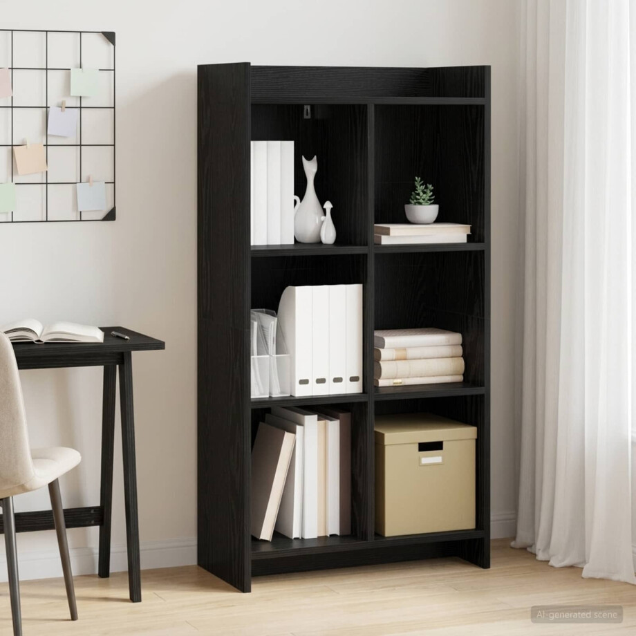 vidaXL Boekenkast Zwart eiken 59 x 30 x 111 cm Bewerkt hout afbeelding 1