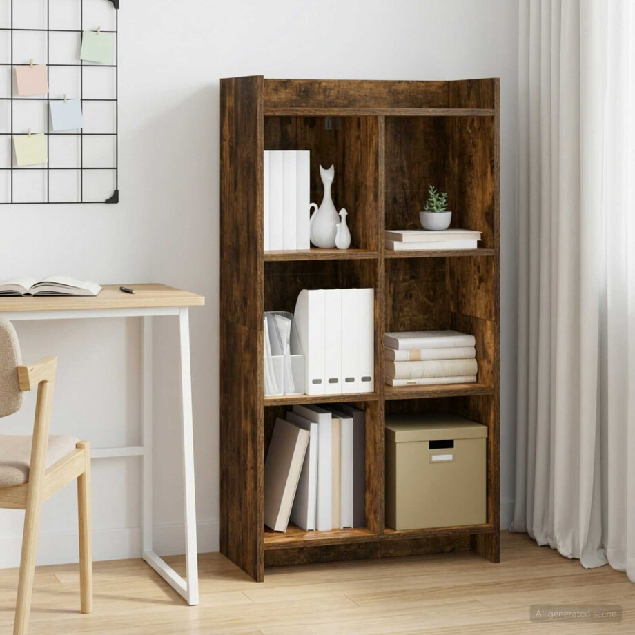 vidaXL Boekenkast Gerookt eiken 59 x 30 x 111 cm Bewerkt hout vidaXL Boekenkast Gerookt eiken 59 x 30 x 111 cm Bewerkt hout afbeelding 1
