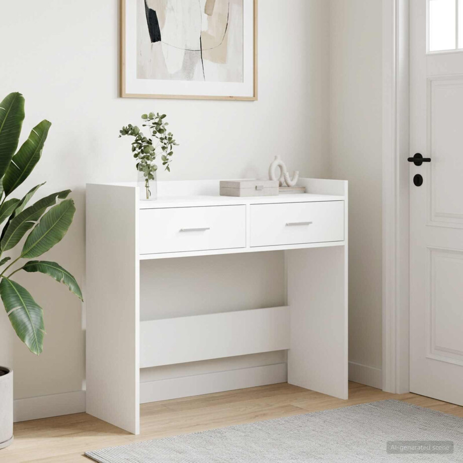vidaXL Wandtafel Wit 90 x 35 x 80 cm Bewerkt hout vidaXL Wandtafel Wit 90 x 35 x 80 cm Bewerkt hout afbeelding 1
