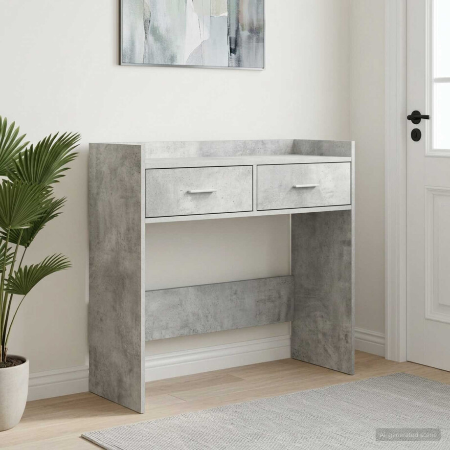 vidaXL Wandtafel Betongrijs 90 x 35 x 80 cm Bewerkt hout vidaXL Wandtafel Betongrijs 90 x 35 x 80 cm Bewerkt hout afbeelding 1