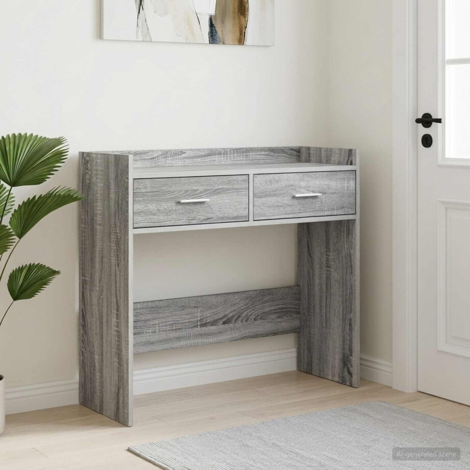 vidaXL Wandtafel Grijs Sonoma 90 x 35 x 80 cm Bewerkt hout vidaXL Wandtafel Grijs Sonoma 90 x 35 x 80 cm Bewerkt hout afbeelding 1