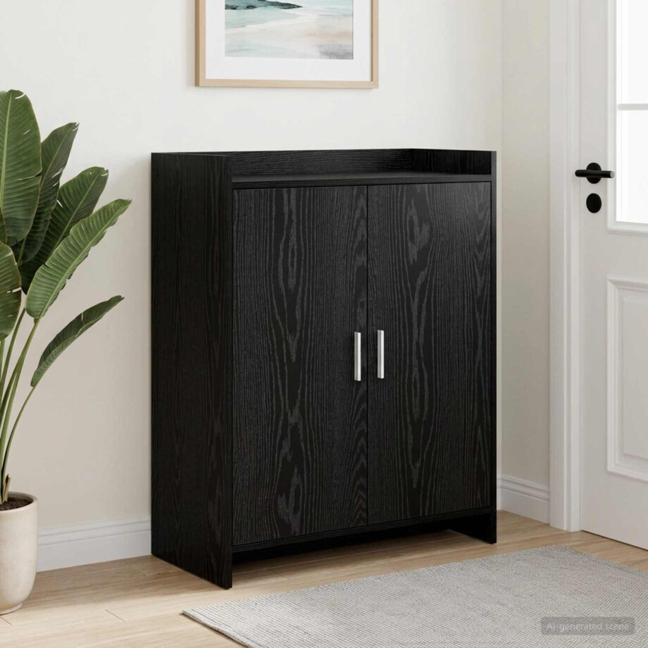 vidaXL Schoenenkast Zwart eiken 73,5 x 36 x 92 cm Bewerkt hout vidaXL Schoenenkast Zwart eiken 73,5 x 36 x 92 cm Bewerkt hout afbeelding 1