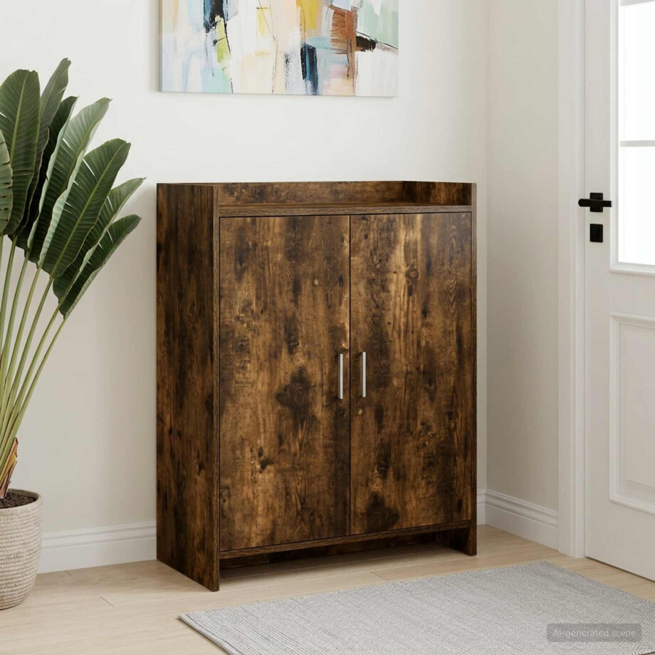 vidaXL Schoenenkast Gerookt eiken 73,5 x 36 x 92 cm Bewerkt hout vidaXL Schoenenkast Gerookt eiken 73,5 x 36 x 92 cm Bewerkt hout afbeelding 1