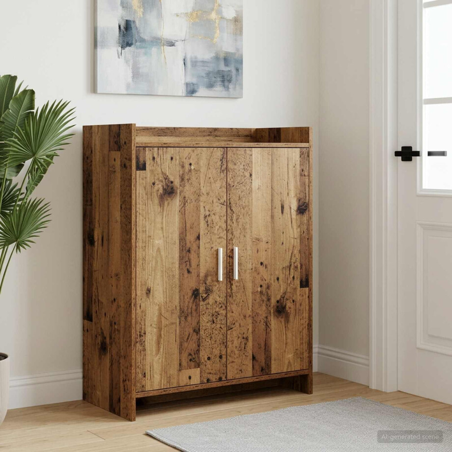 vidaXL Schoenenkast met opslag Oud hout 73,5 x 36 x 92 cm Bewerkt hout vidaXL Schoenenkast met opslag Oud hout 73,5 x 36 x 92 cm Bewerkt hout afbeelding 1