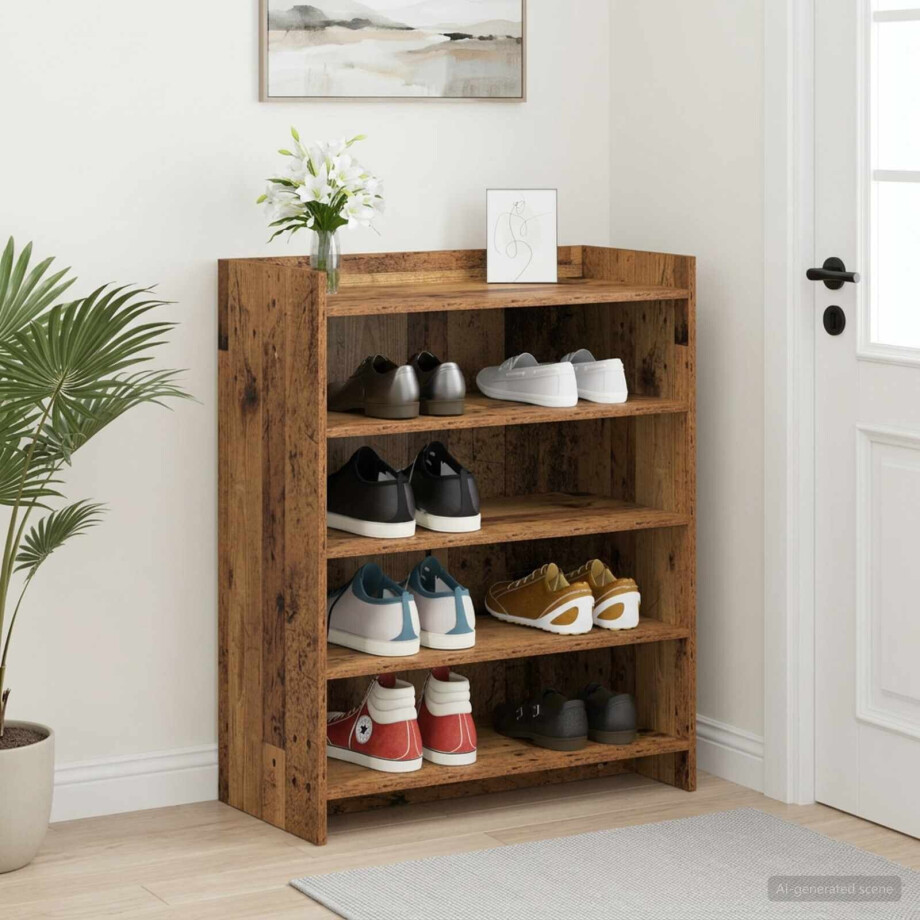 vidaXL Schoenenkast met opslag Oud hout 73,5 x 36 x 92 cm Bewerkt hout vidaXL Schoenenkast met opslag Oud hout 73,5 x 36 x 92 cm Bewerkt hout afbeelding 1
