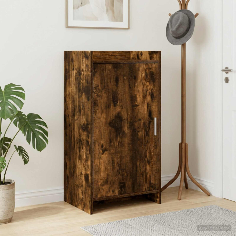vidaXL Schoenenkast Gerookt eiken 48 x 36 x 92 cm Bewerkt hout vidaXL Schoenenkast Gerookt eiken 48 x 36 x 92 cm Bewerkt hout afbeelding 1
