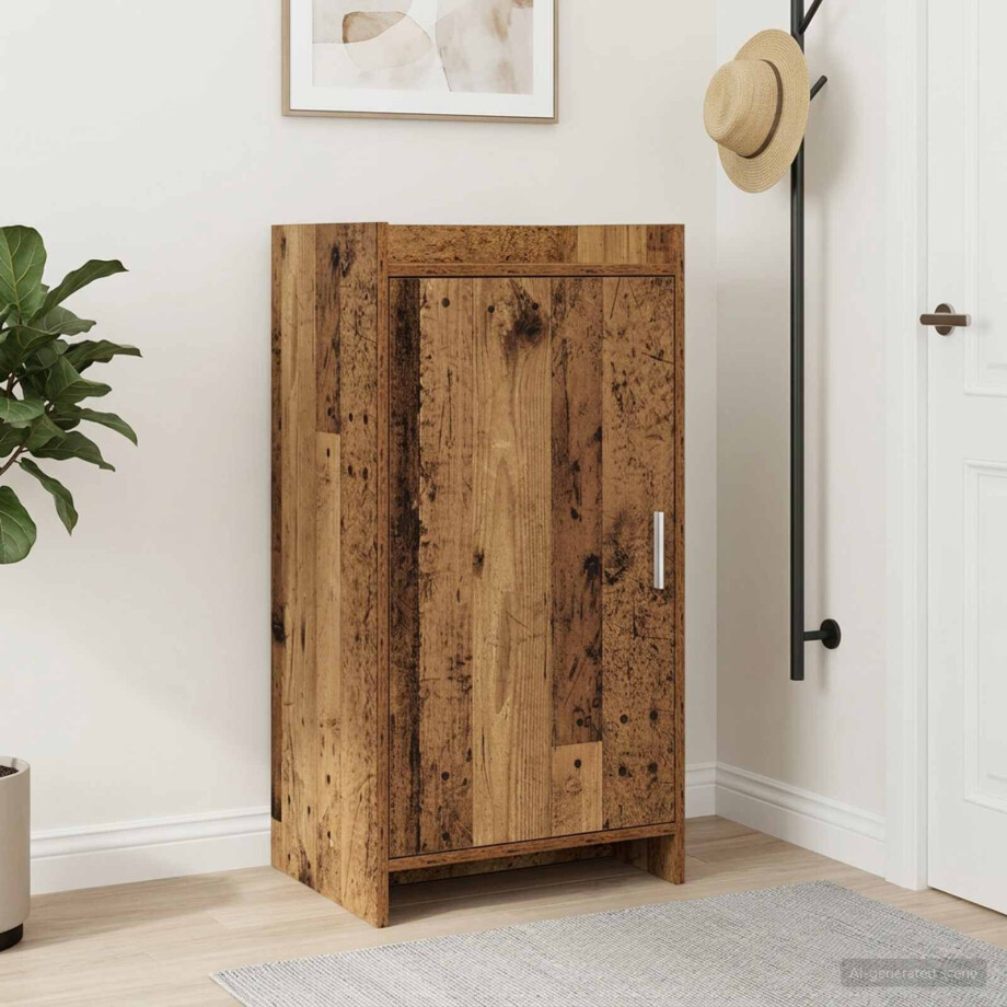 vidaXL Schoenenkast met opslag Oud hout 48 x 36 x 92 cm Bewerkt hout afbeelding 1