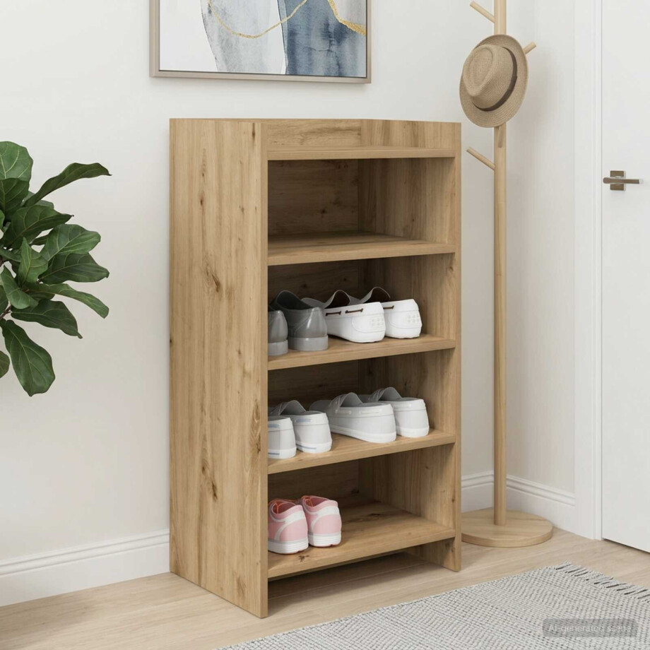 vidaXL Schoenenkast 48 x 36 x 92 cm Bewerkt hout Artisanaal eiken afbeelding 1