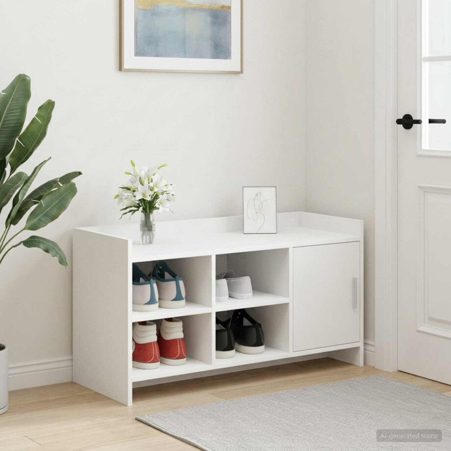 vidaXL Schoenenkast met opslag Wit 100 x 39,5 x 51 cm Bewerkt hout afbeelding 1
