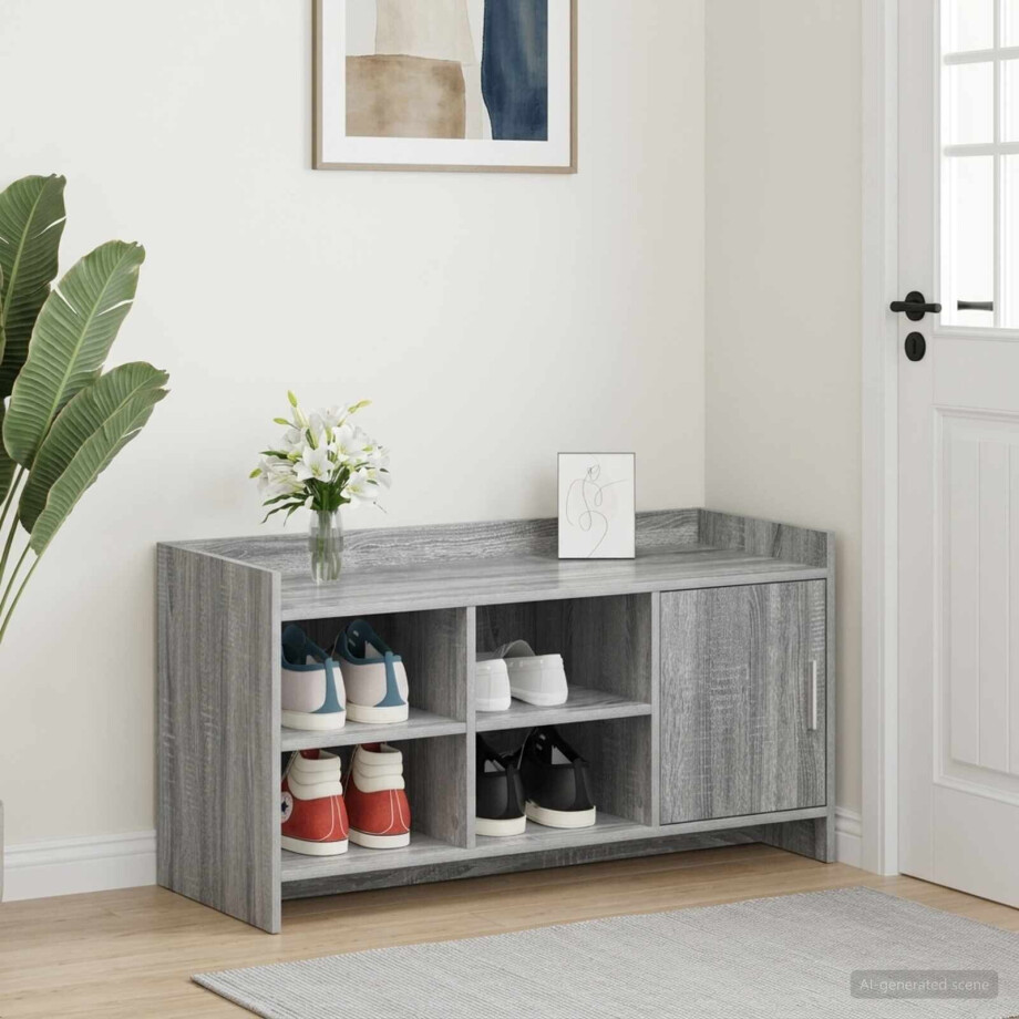 vidaXL Schoenenkast Grijs Sonoma 100 x 39,5 x 51 cm Bewerkt hout vidaXL Schoenenkast Grijs Sonoma 100 x 39,5 x 51 cm Bewerkt hout afbeelding 1