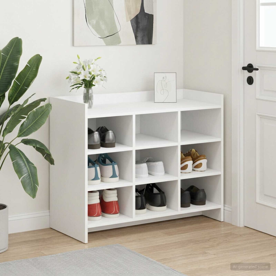 vidaXL Schoenenkast met opslag Wit 85 x 39,5 x 70 cm Bewerkt hout afbeelding 1