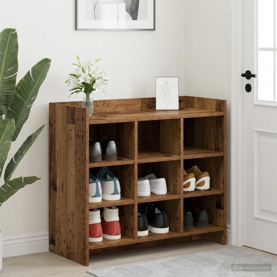 vidaXL Schoenenkast met opslag Oud hout 85 x 39,5 x 70 cm Bewerkt hout vidaXL Schoenenkast met opslag Oud hout 85 x 39,5 x 70 cm Bewerkt hout afbeelding 1