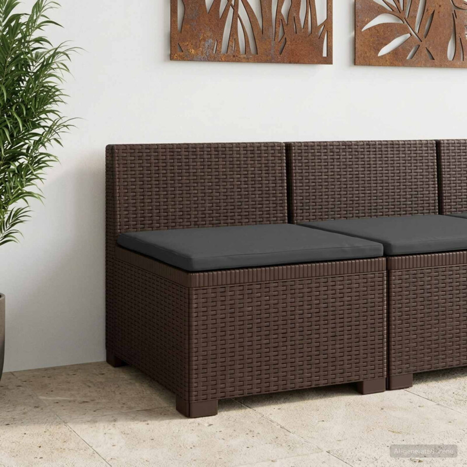vidaXL Eénpersoons Tuinbank met Kussen Rattan Look PP Bruin afbeelding 1