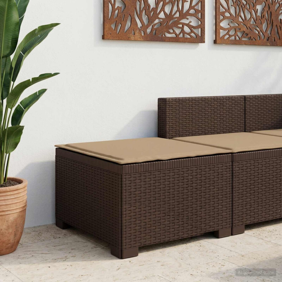 vidaXL Eénpersoons Tuinbank met Kussen Rattan Look PP Bruin afbeelding 1