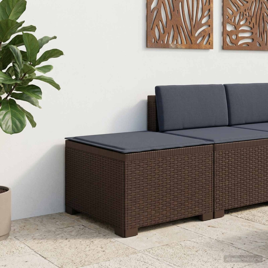 vidaXL Eénpersoons Tuinbank met Kussen Rattan Look PP Bruin afbeelding 1