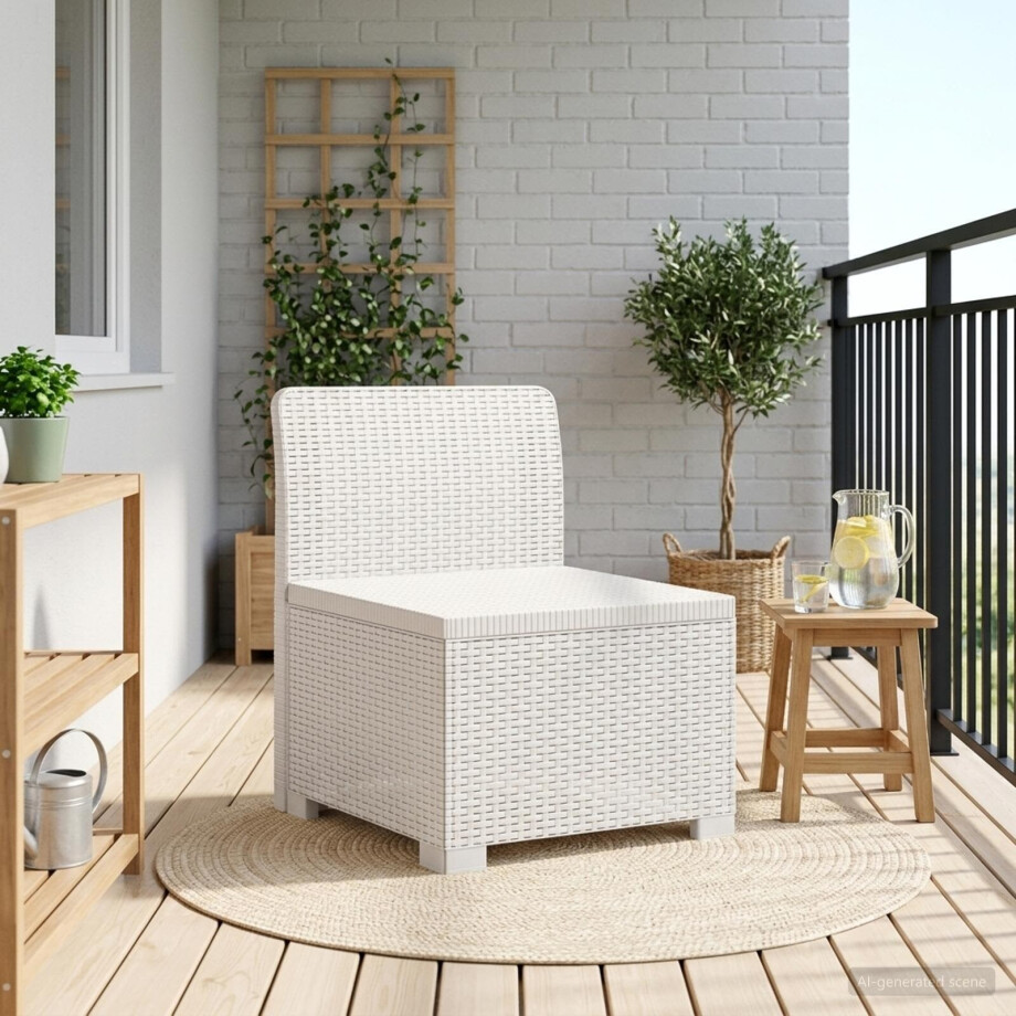 vidaXL Eénpersoons Tuinbank Rattan Look PP Wit afbeelding 1