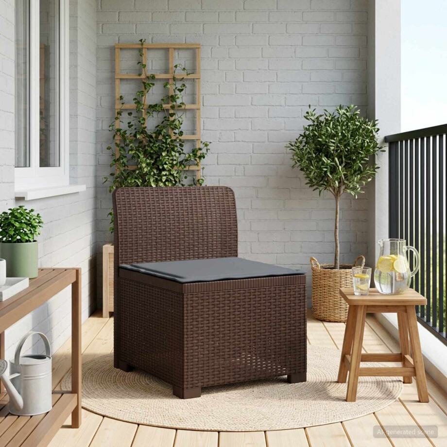 vidaXL Eénpersoons Tuinbank met Kussen Rattan Look PP Bruin afbeelding 1