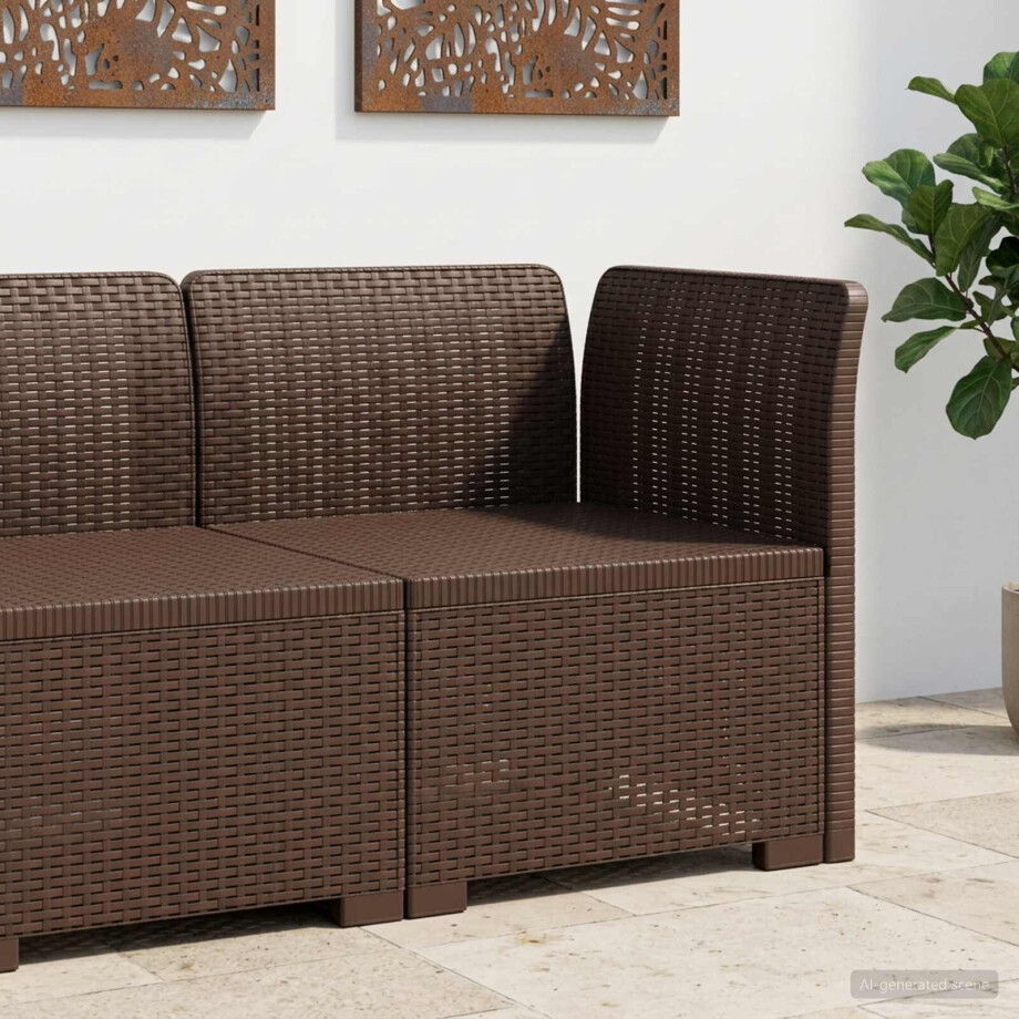 vidaXL Eénpersoons Tuinbank Rattan Look PP Bruin vidaXL Eénpersoons Tuinbank Rattan Look PP Bruin afbeelding 1
