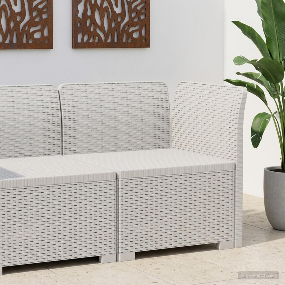vidaXL Eénpersoons Tuinbank Rattan Look PP Wit afbeelding 1