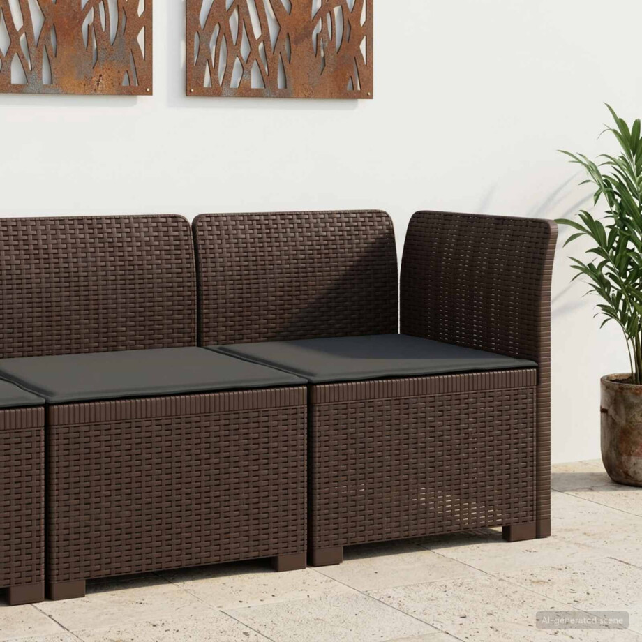 vidaXL Eénpersoons Tuinbank met Kussen Rattan Look PP Bruin afbeelding 1