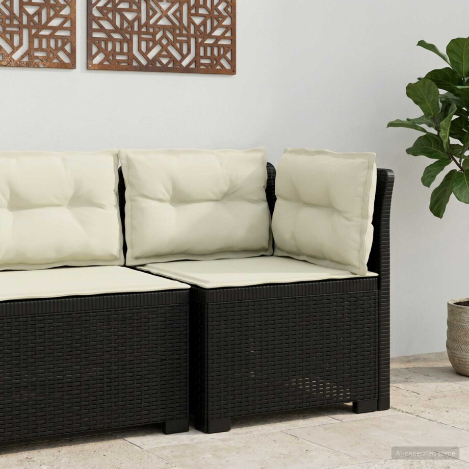 vidaXL Eénpersoons Tuinbank met Kussens Rattan Look PP Antraciet vidaXL Eénpersoons Tuinbank met Kussens Rattan Look PP Antraciet afbeelding 1