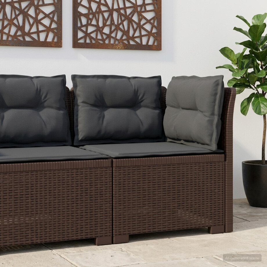 vidaXL Eénpersoons Tuinbank met Kussens Rattan Look PP Bruin afbeelding 1