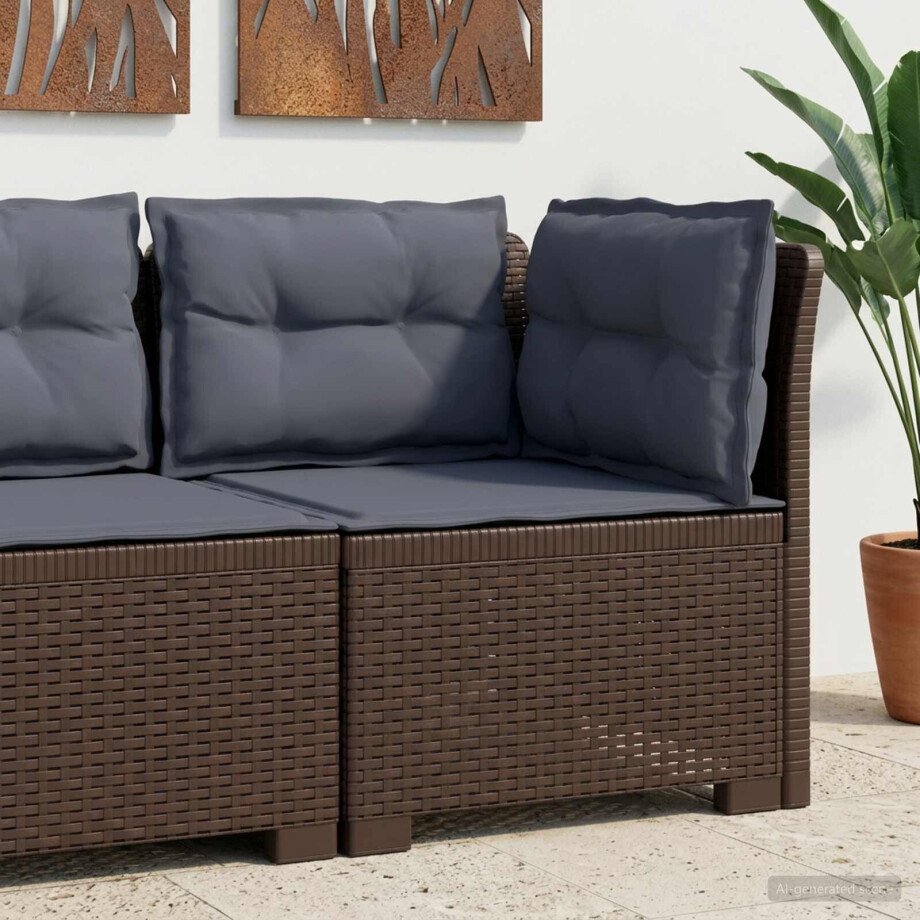 vidaXL Eénpersoons Tuinbank met Kussens Rattan Look PP Bruin afbeelding 1