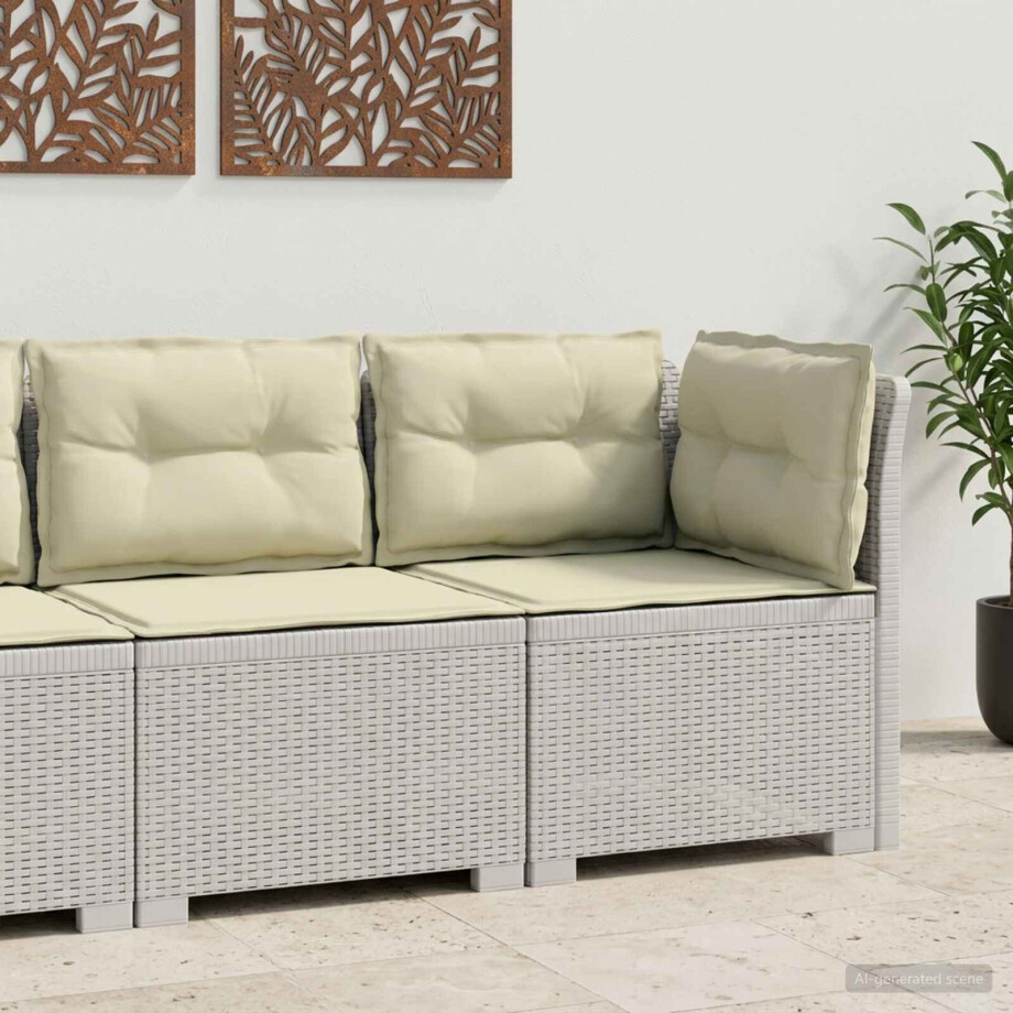 vidaXL Eénpersoons Tuinbank met Kussens Rattan Look PP Wit afbeelding 1