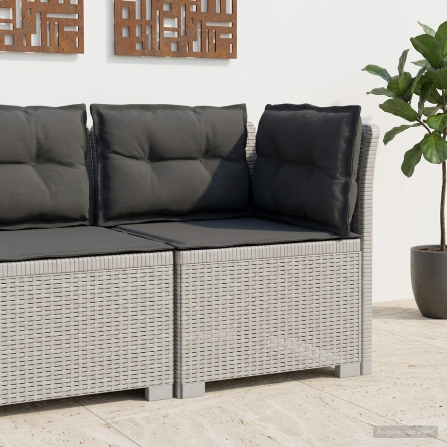 vidaXL Eénpersoons Tuinbank met Kussens Rattan Look PP Wit vidaXL Eénpersoons Tuinbank met Kussens Rattan Look PP Wit afbeelding 1