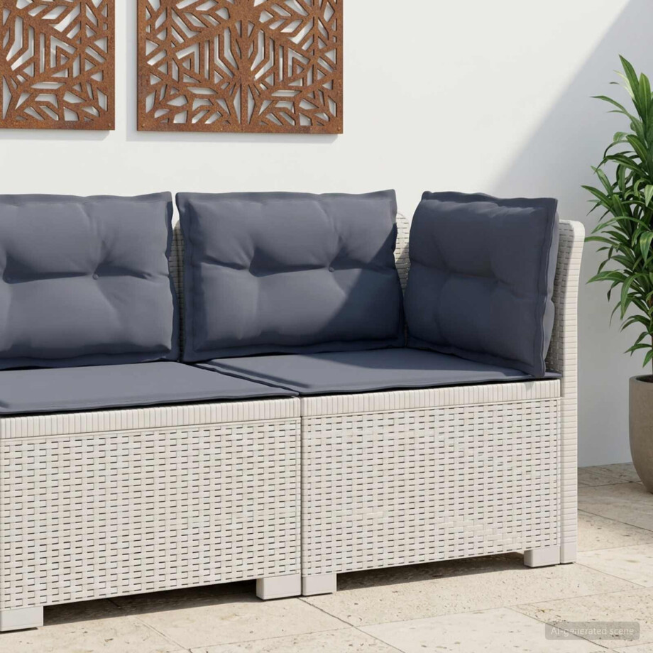 vidaXL Eénpersoons Tuinbank met Kussens Rattan Look PP Wit afbeelding 1