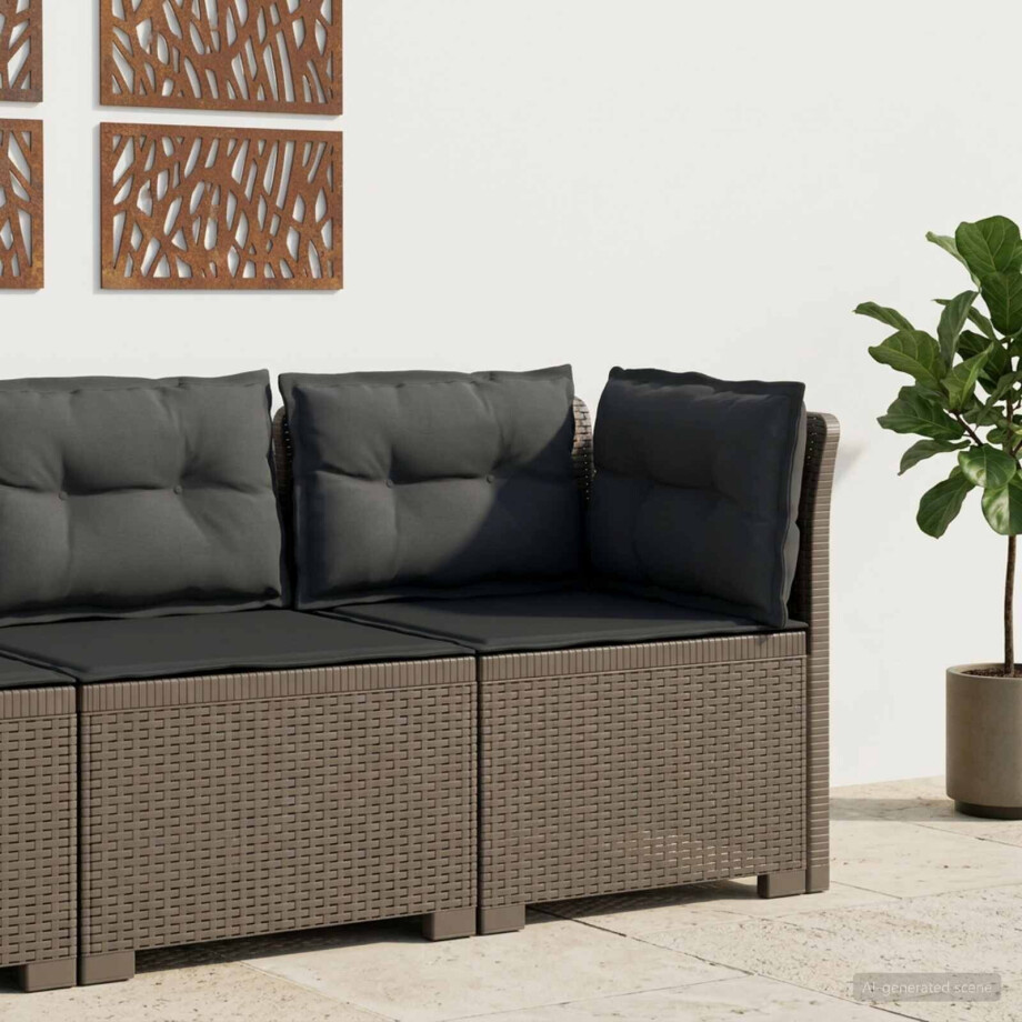vidaXL Eénpersoons Tuinbank met Kussens Rattan Look PP Lichtgrijs afbeelding 1