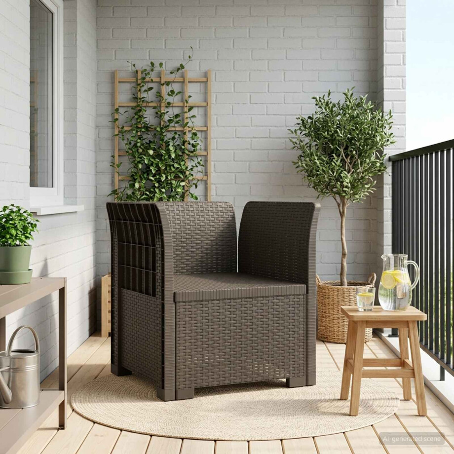 vidaXL Eénpersoons Fauteuil Rattan Look PP Lichtgrijs afbeelding 1