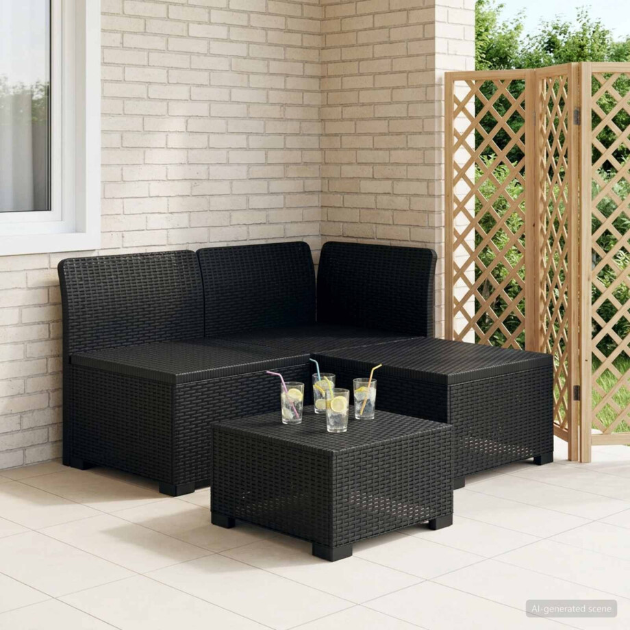 vidaXL 3-zits Tuinbank in Rattan Look PP Antraciet afbeelding 1
