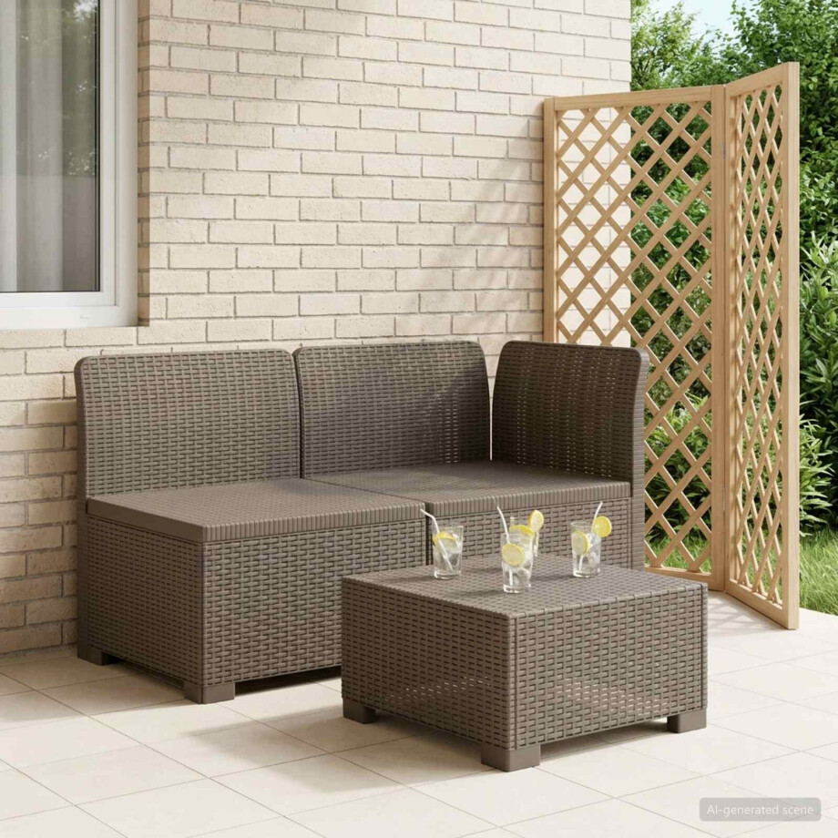 vidaXL Tweedelige Tuinbank Rattan Look PP Lichtgrijs afbeelding 1