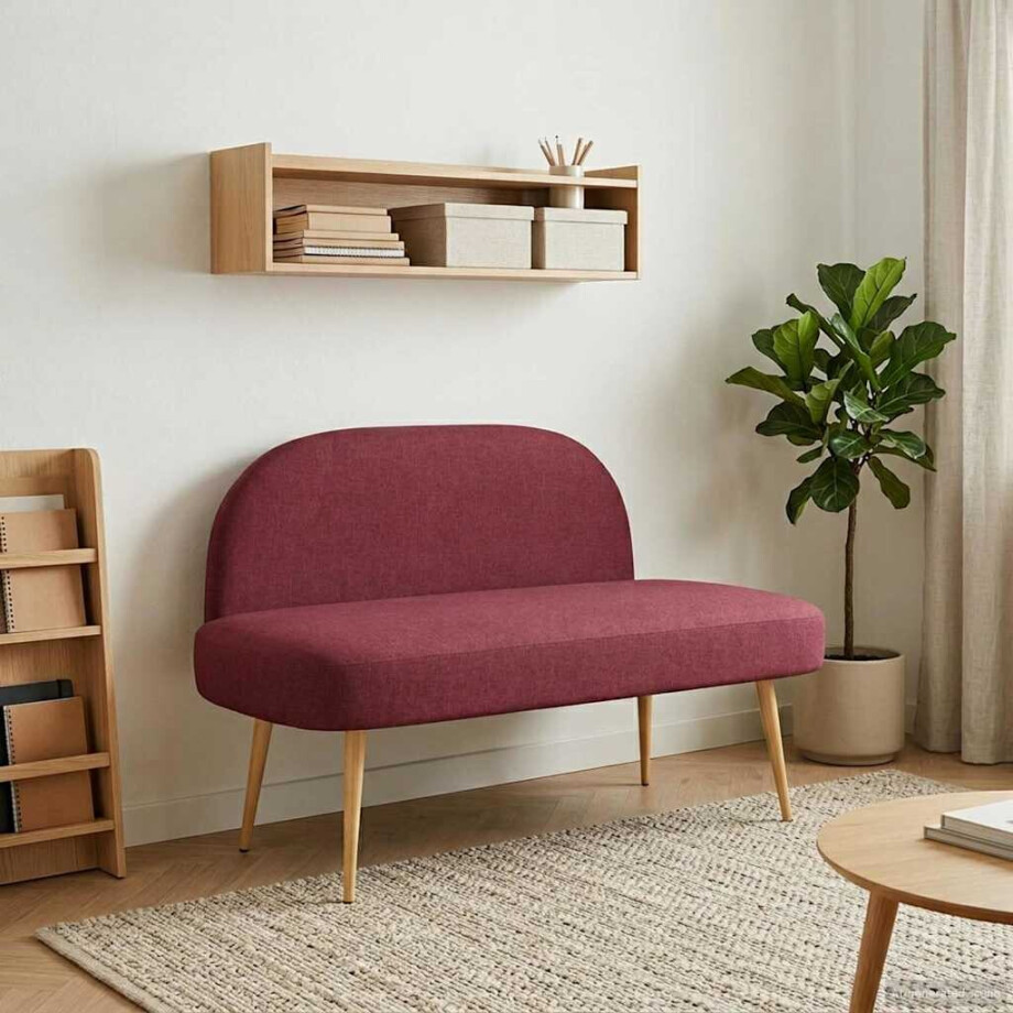 vidaXL Beklede bank met rugleuning Wijnrood 110 x 60 x 76 cm Polyester afbeelding 1