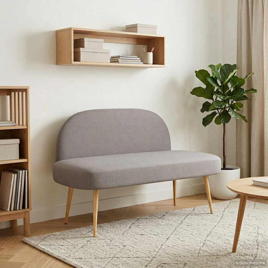 vidaXL Beklede bank met rugleuning Taupe 110 x 60 x 76 cm Polyester afbeelding 1