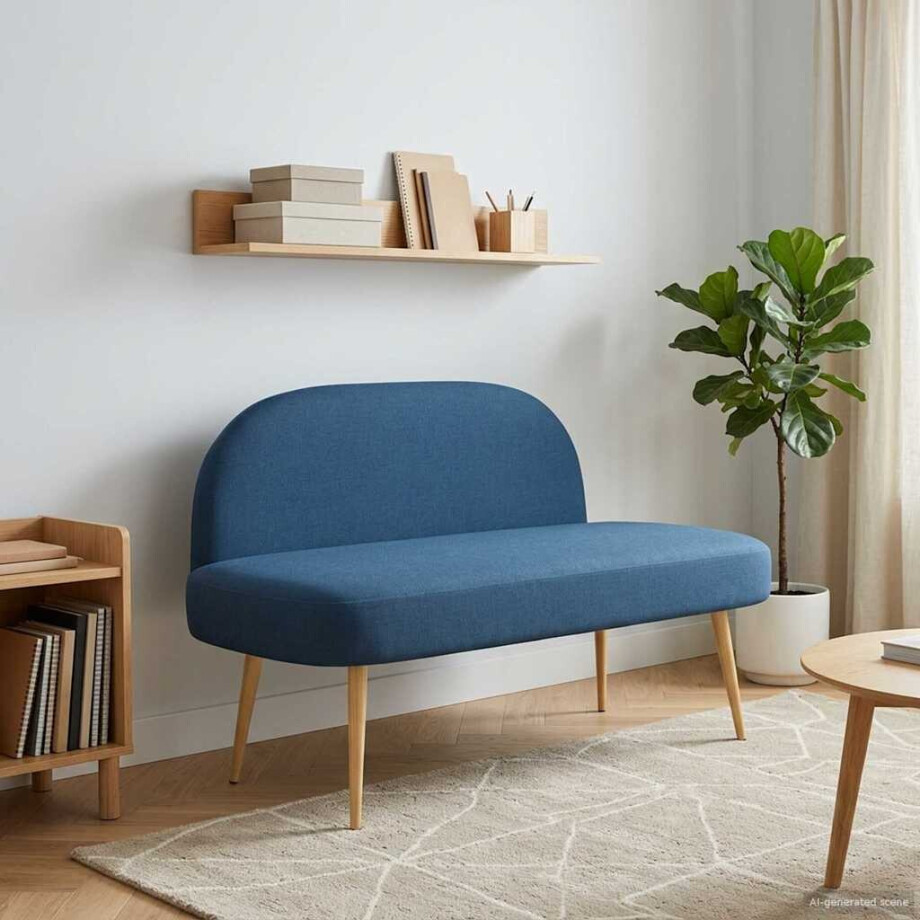 vidaXL Beklede bank met rugleuning Blauw 110 x 60 x 76 cm Polyester afbeelding 1