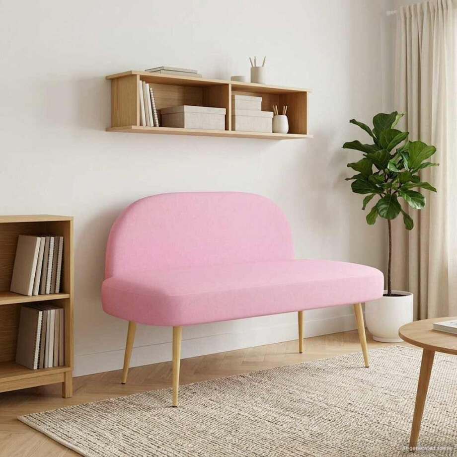 vidaXL Beklede bank met rugleuning Roze 110 x 60 x 76 cm Polyester afbeelding 1