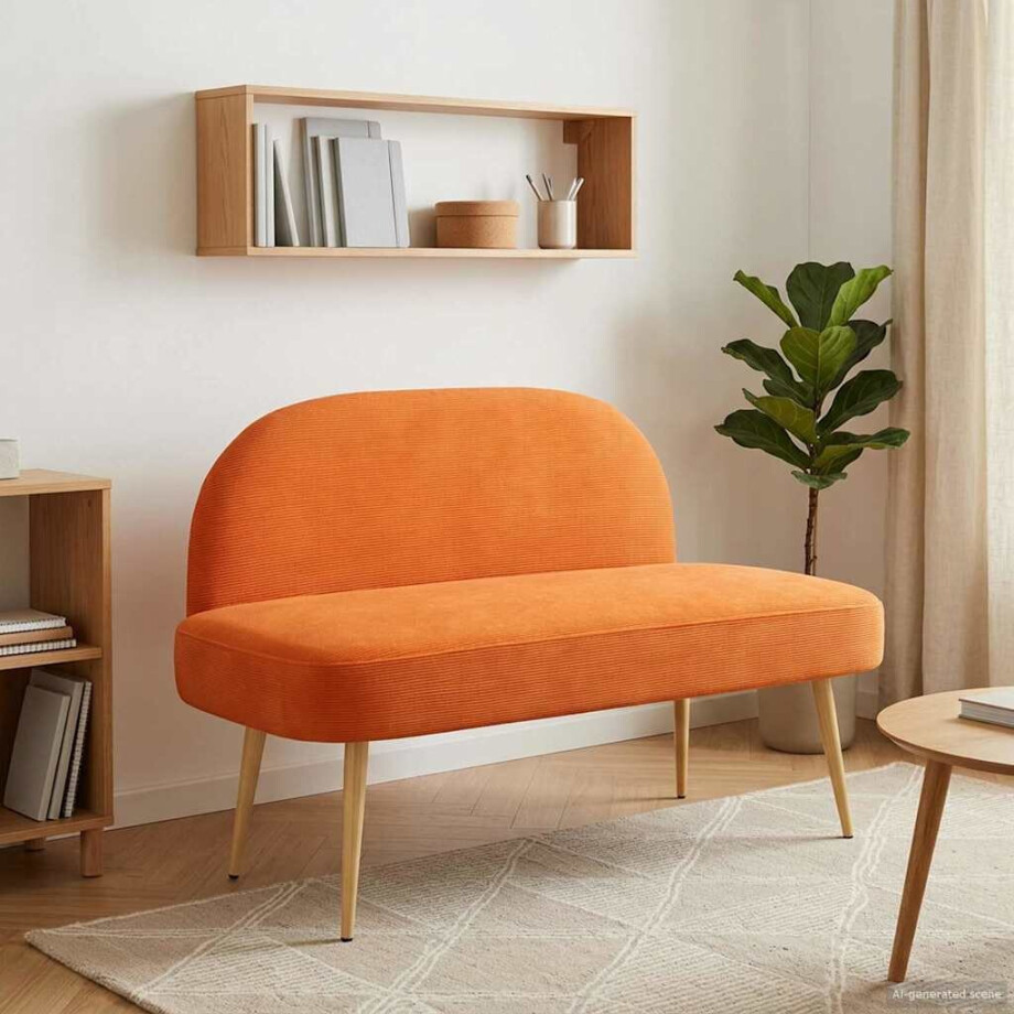 vidaXL Beklede bank met rugleuning Oranje 110 x 60 x 76 cm Katoen Stof afbeelding 1